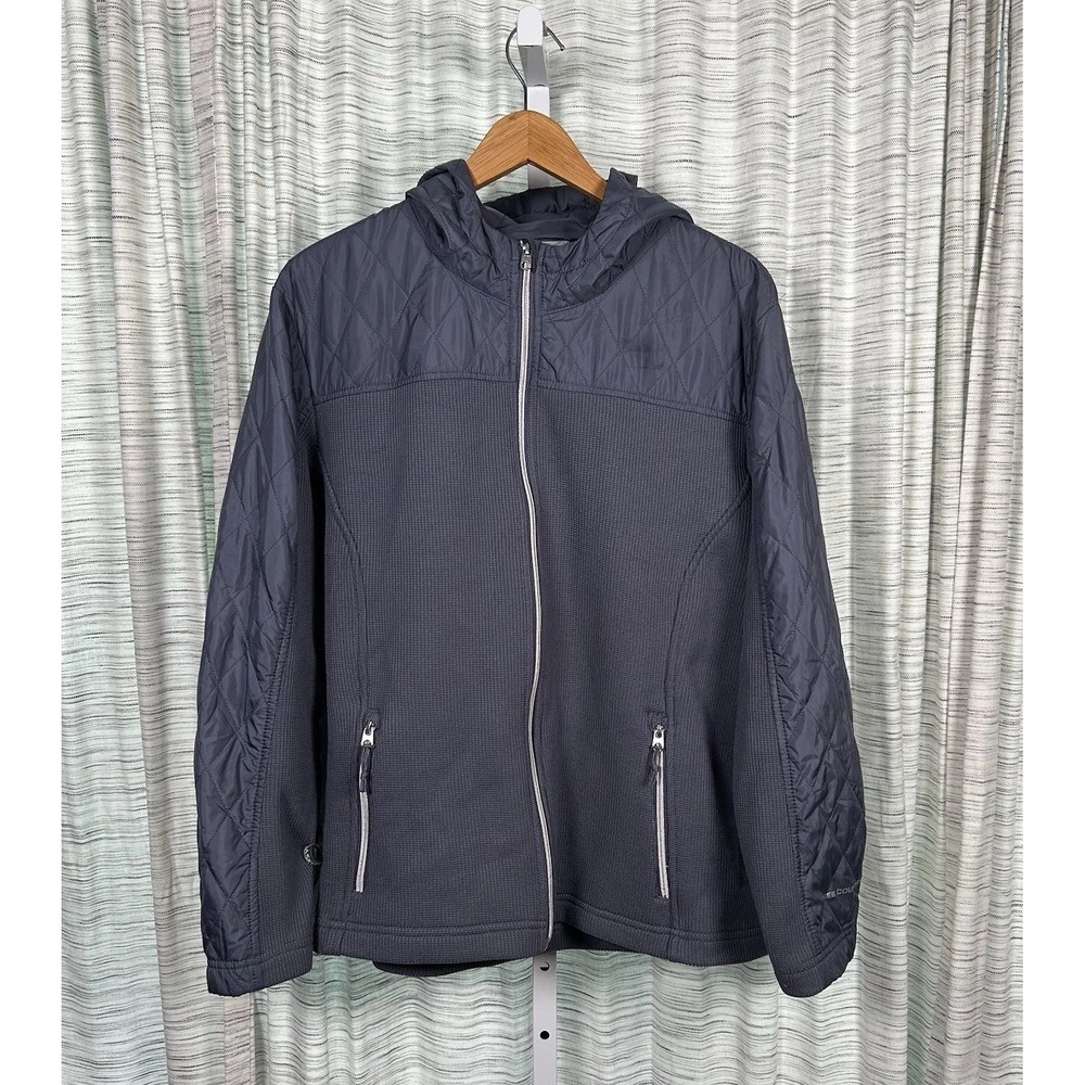 Free Country Quilted Waffle Knit Hooded Jacket Women's Size 2XL Steel‎ Gray